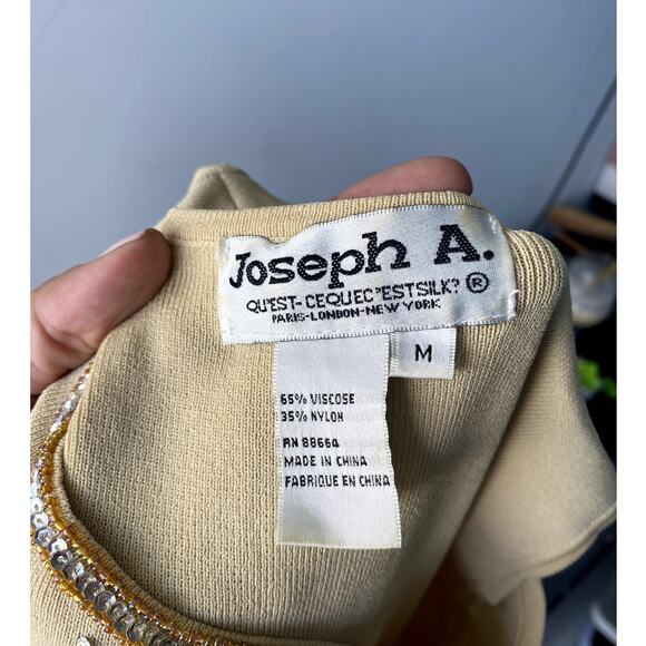 Tan Beaded Joseph A. Vintage Womens Tank Top Blouse Size Medium - Picture 6 of 6